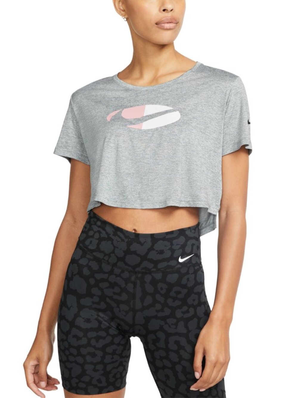 Nike Womens Activewear Dri fit Logo Cropped Top